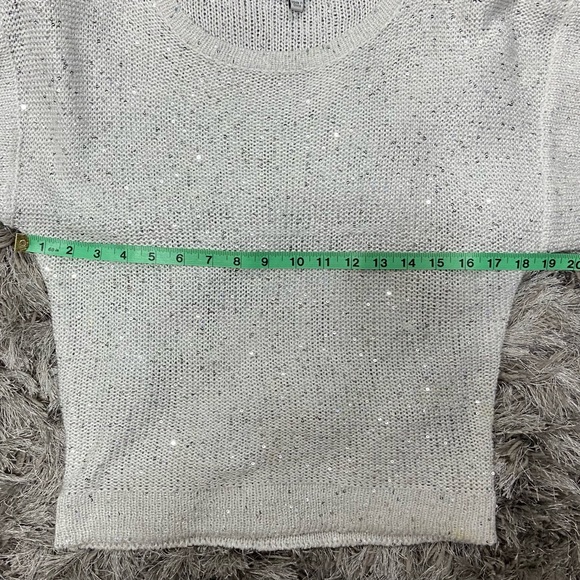 WD.NY women white and sequins embellished short sleeve sweater. Size S. Used. - Picture 8 of 9